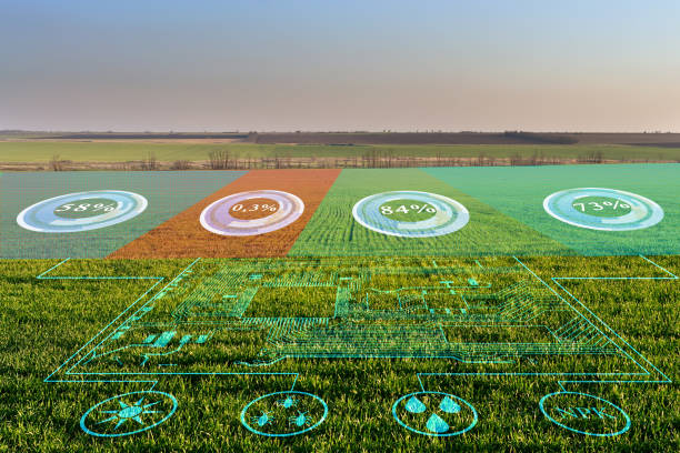 Farm management software overlay on field