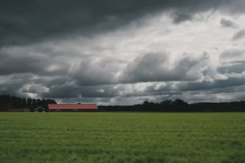 Stormy farm landscape